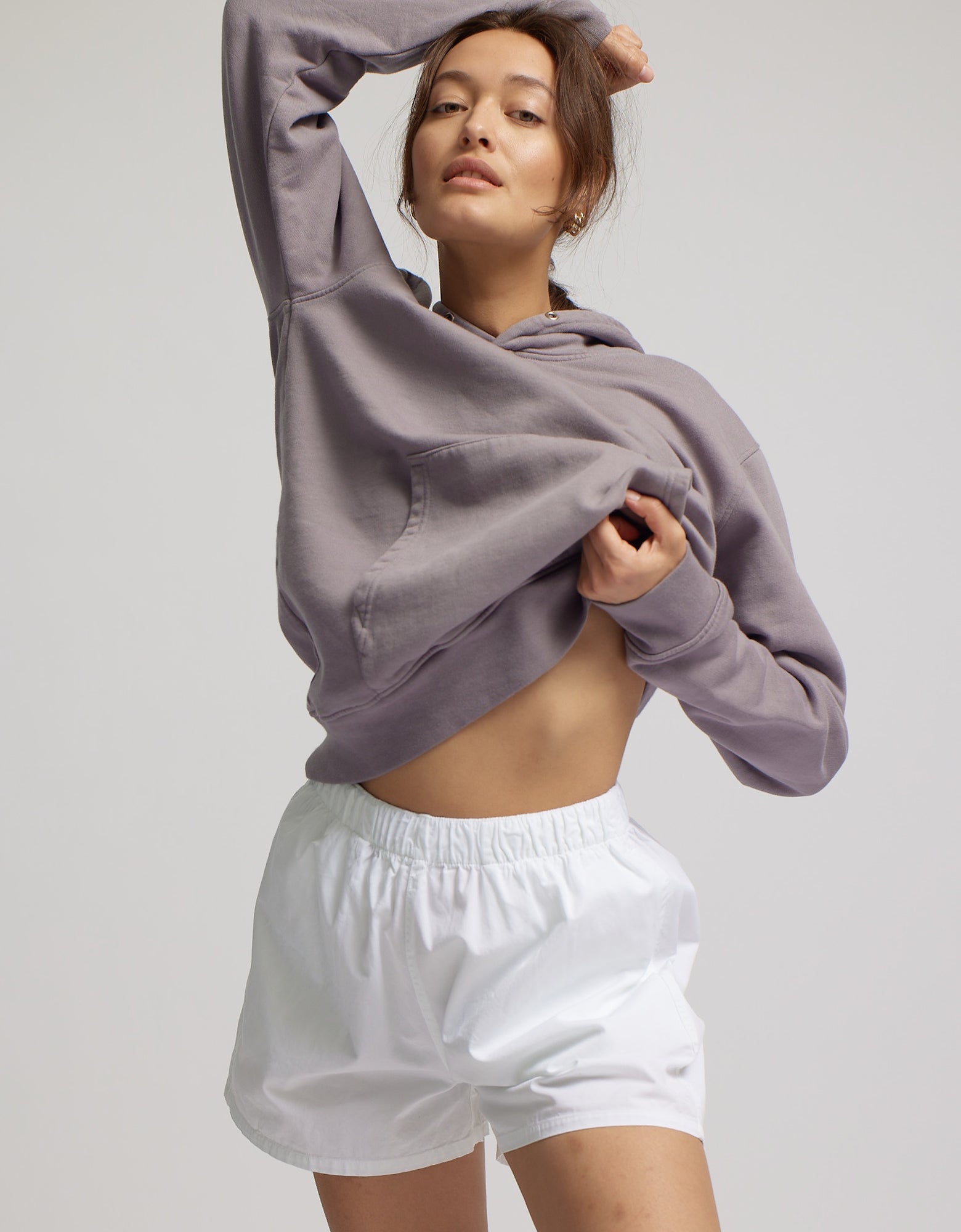 Organic Cotton Women's Twill Shorts - Lava Grey | Comfortable Casual Wear for Summer, Travel & Outdoor Activities
