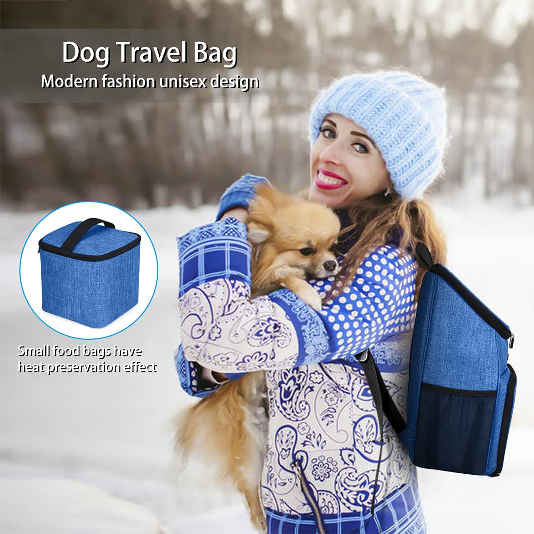 **BAGLHER Airline Approved Dog Travel Backpack – Pet Carrier with 2 Collapsible Bowls & Food Baskets for Hiking, Camping, and Air Travel**