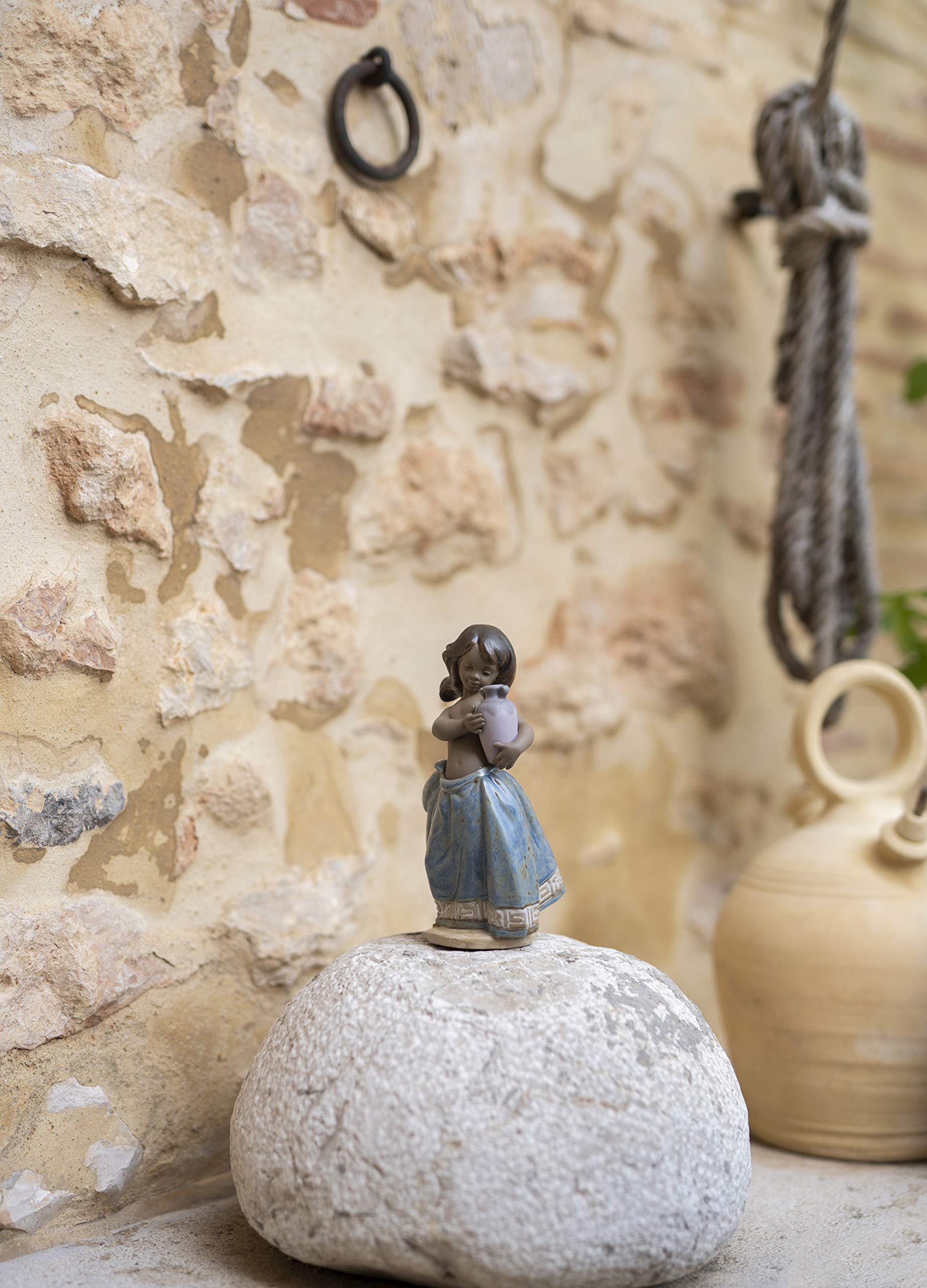 LLADRÓ Spartan Water Girl Figurine - Blue Porcelain Statue | Handcrafted Collectible Home Decor for Living Room, Office & Gift Giving