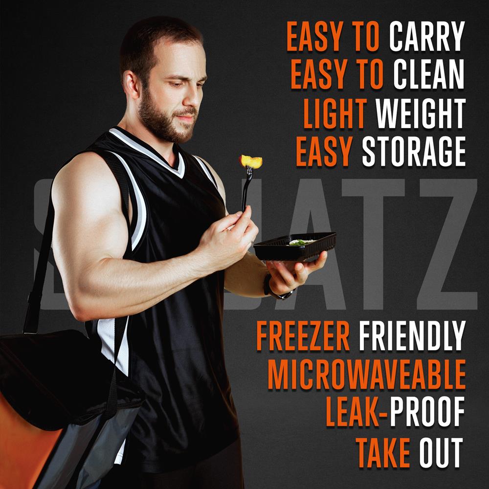 Microwave Safe Food Storage Containers with Lid and Utensils - BPA Free, Reusable, Leak Proof Meal Prep Containers for Office Lunch, Meal Delivery & Leftovers