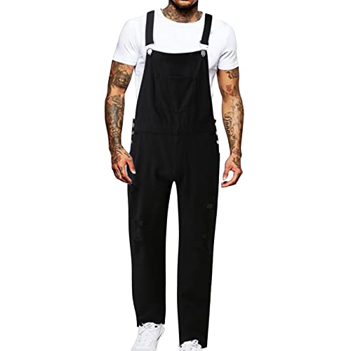 **Men's Relaxed Fit Casual Straight Jeans - Adjustable Waist, Washed Denim, Solid Color | Perfect for Everyday Wear & Outdoor Activities**