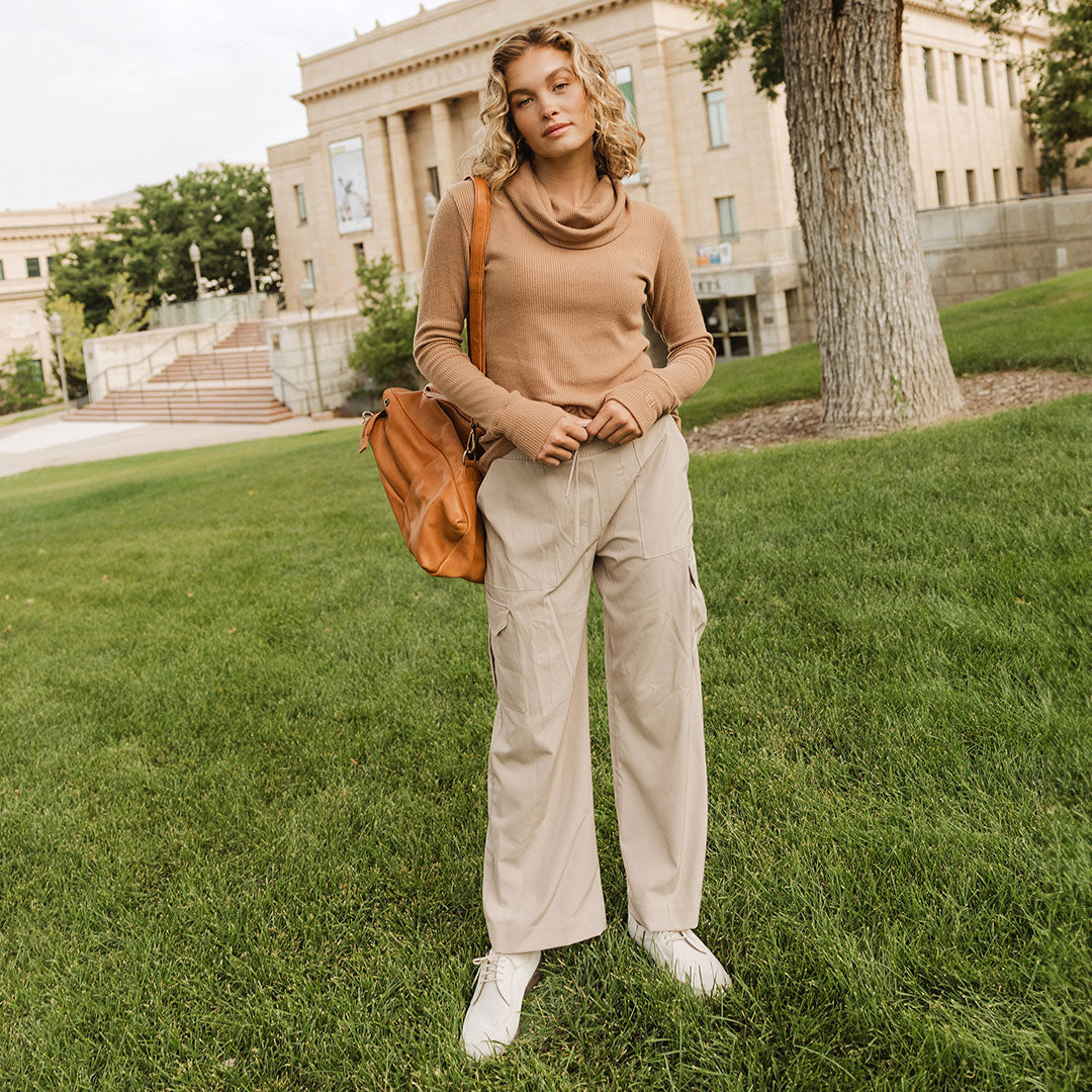 Audrey Cargo Pants for Women - Stylish Cobblestone Color Casual Trousers with Multiple Pockets | Perfect for Outdoor Adventures, Travel & Everyday Wear