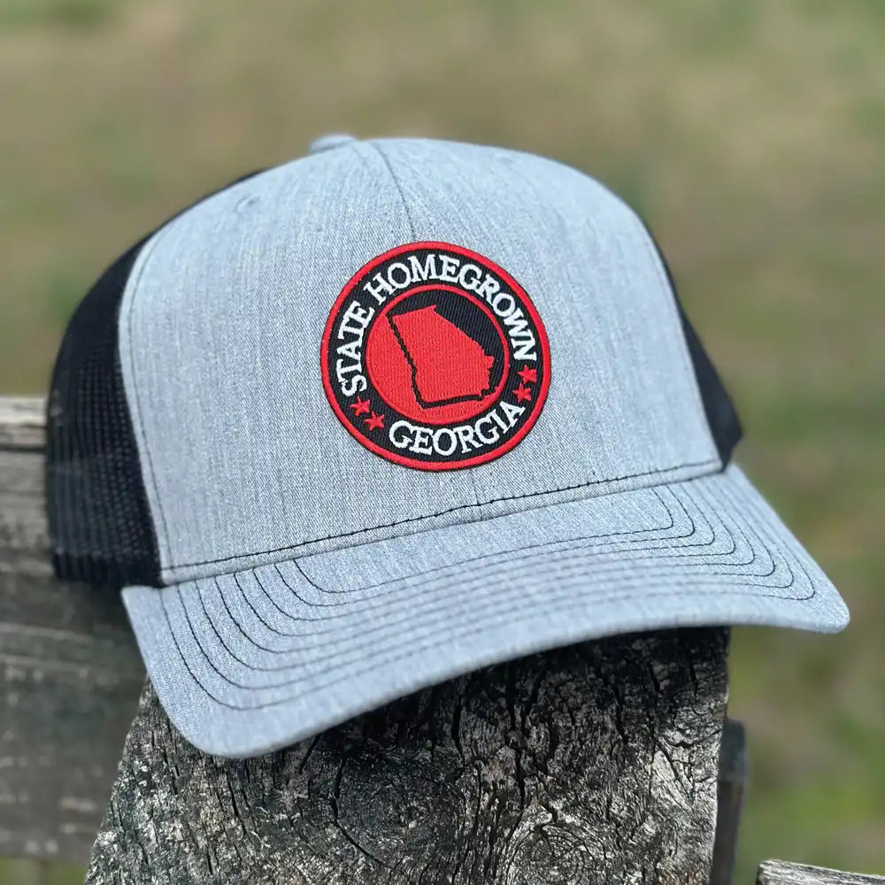 Georgia Pride Trucker Hat in Heathered Gray - Stylish Baseball Cap for Men & Women - Perfect for Outdoor Activities, Sports Events, and Patriotic Celebrations