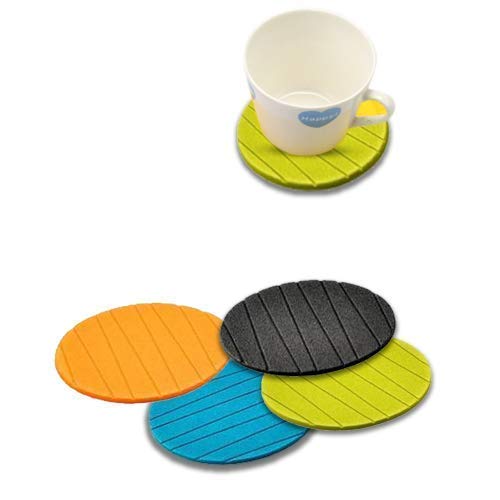 MAPPERZ Non-Slip Silicone Coasters Set of 4 - Round Shape for Coffee, Tea, Beer Cans & Mugs - Colorful Drink Coasters for Home, Office & Bar Use - Perfect for Parties, Dining & Daily Protection