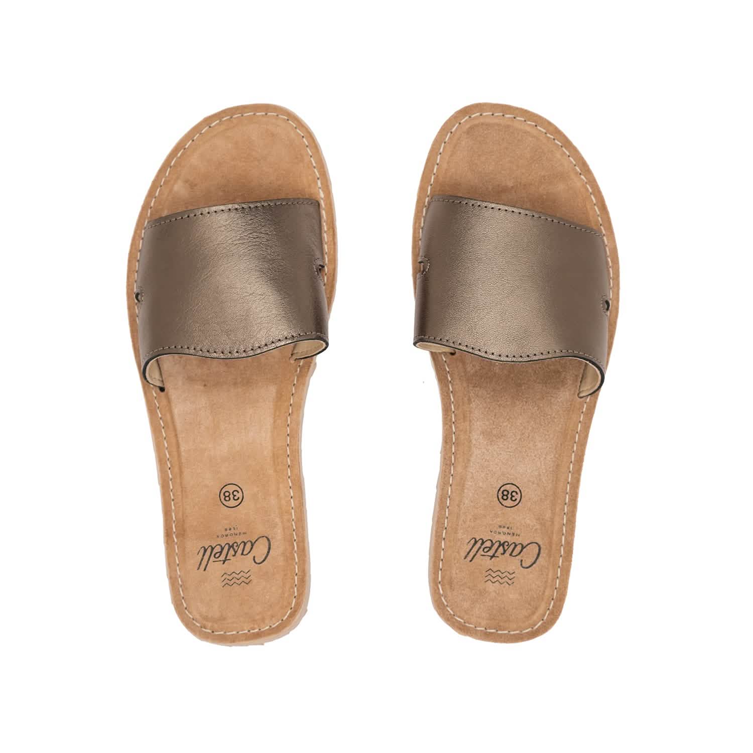 Metallic Leather Menorcan Sandals for Women - Open Toe Comfortable Beach Sandals with Shark ST 2360 A Design | Perfect for Summer Vacations, Beach Outings and Casual Wear