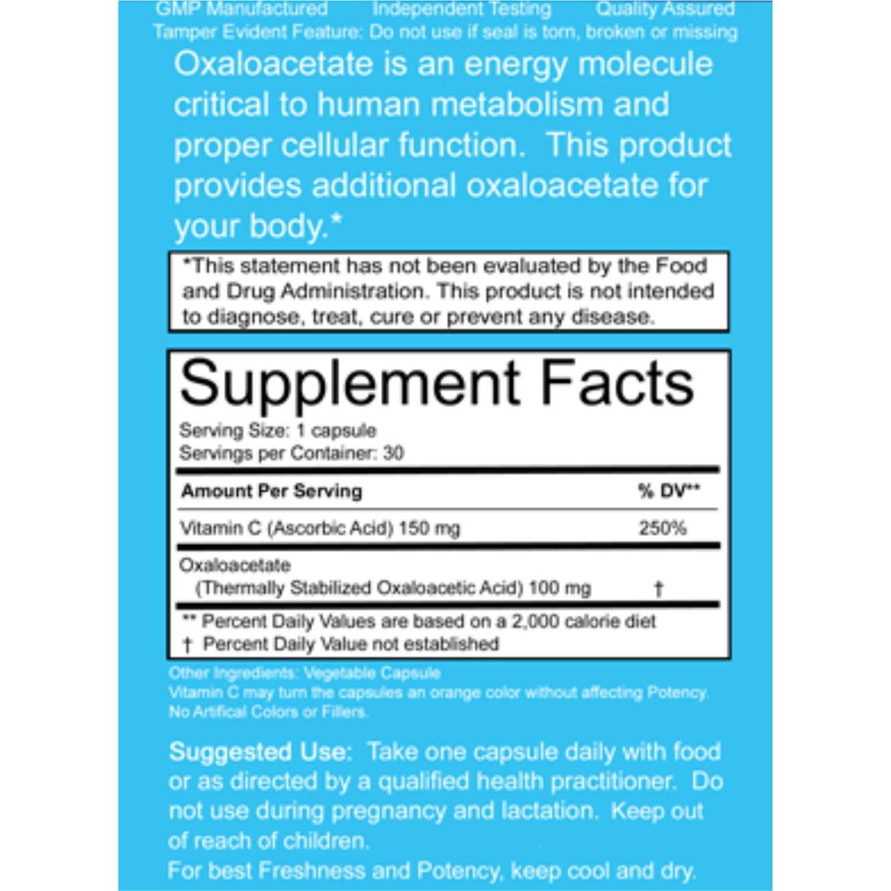 Benagene Oxaloacetate Supplement for Cellular Energy & Metabolism Support - Non-GMO Vegan Capsules with Vitamin C - 60 Day Supply - Ideal for Anti-Aging, Brain Health & Fatigue Relief