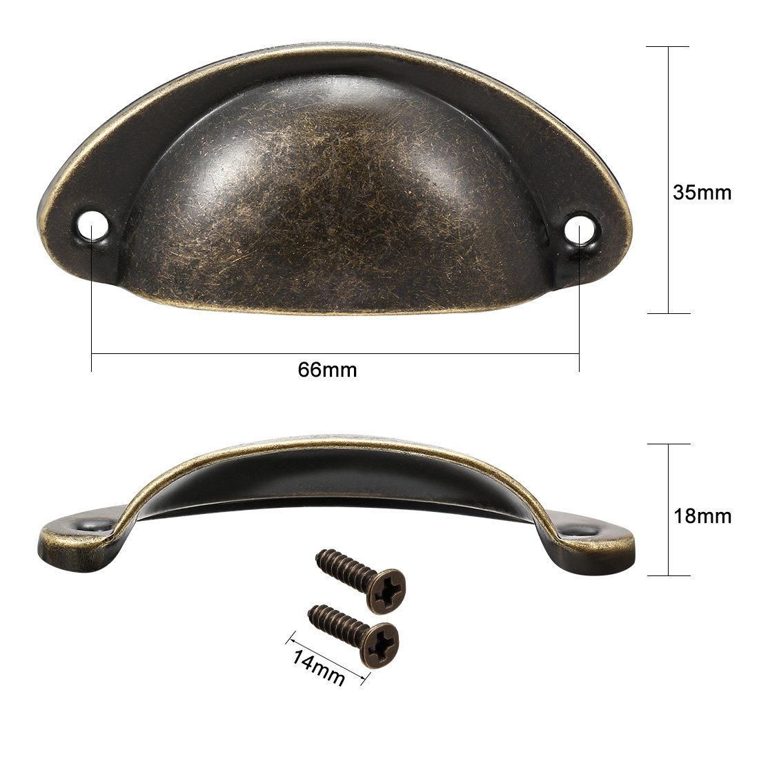 Bronze Cup Pulls 20 Pack - Carbon Steel Drawer Handles for Kitchen Cabinets & Dressers (3.19
