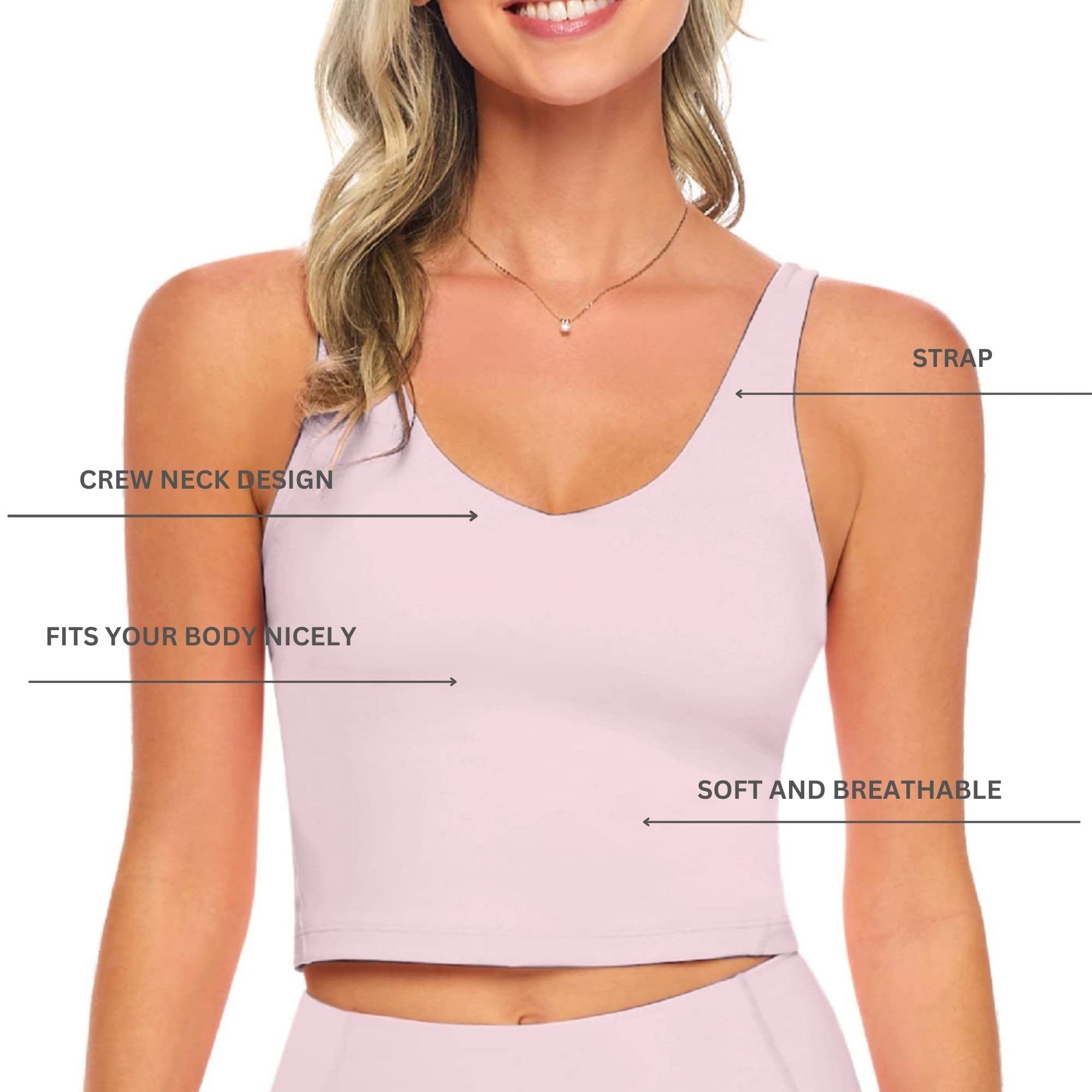 Women's Yoga Top & Sports Bra Set - M&M Scrubs Wirefree Longline Padded Medium Support Workout Bra with 5 Exercise Resistance Bands for Yoga, Pilates & Home Fitness