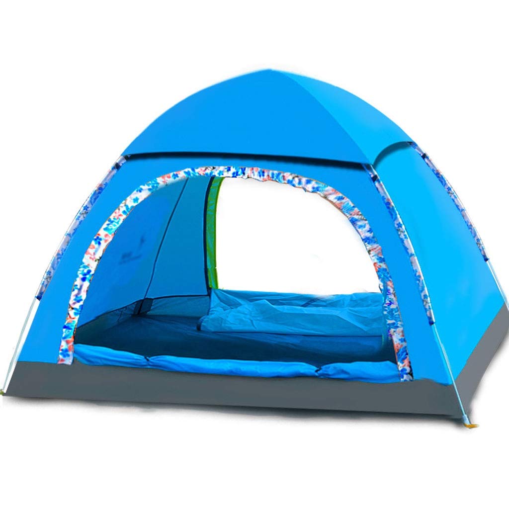 3-4 Person Quick Setup Automatic Pop Up Tent - Waterproof & UV Resistant Single Layer Camping Tent for Outdoor Recreation, Beach, Picnics & Backpacking (Sky Blue)