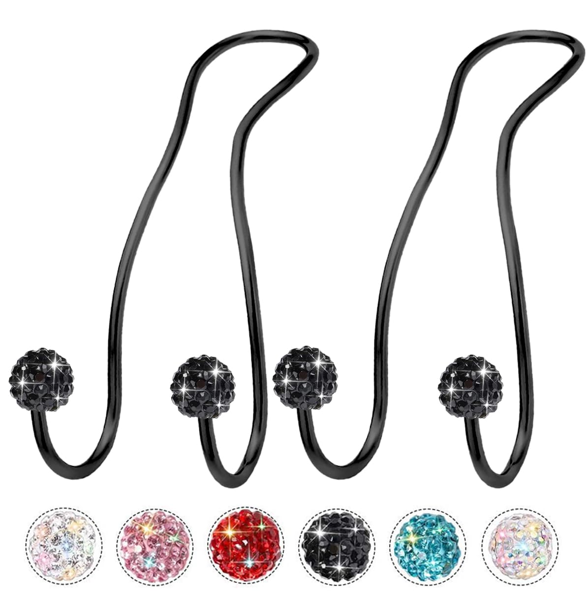 Upgraded Bling Car Purse Hook for Headrest - MTGOCHA Metal Car Bag Holder Hanger for Women - Stylish Car Accessories for Purse, Tote & Shopping Bags - Perfect for Road Trips, Commuting & Errands (Black)
