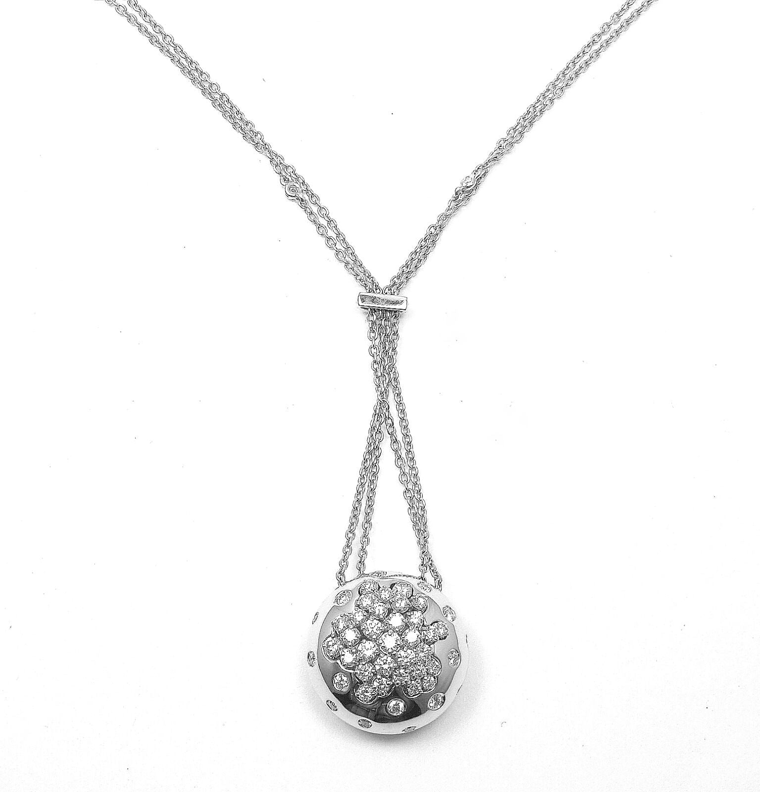 Authentic Damiani 18K White Gold Diamond Drop Cluster Pendant Necklace for Women - Elegant Jewelry Gift for Anniversary, Wedding & Special Occasions