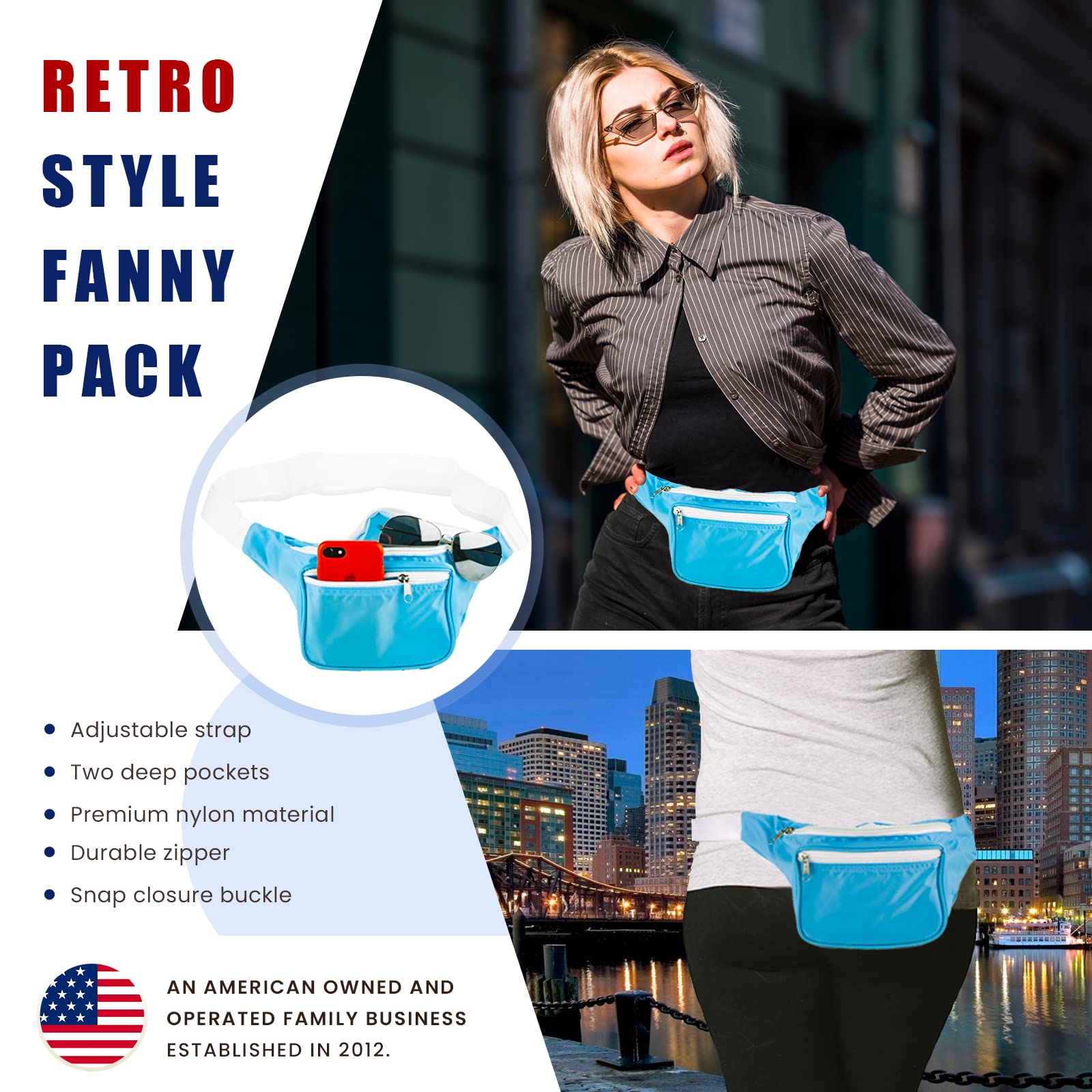 Premium Plain Fanny Pack for Men & Women - Light Blue Waist Bag | Perfect for Travel, Hiking, Running & Everyday Use