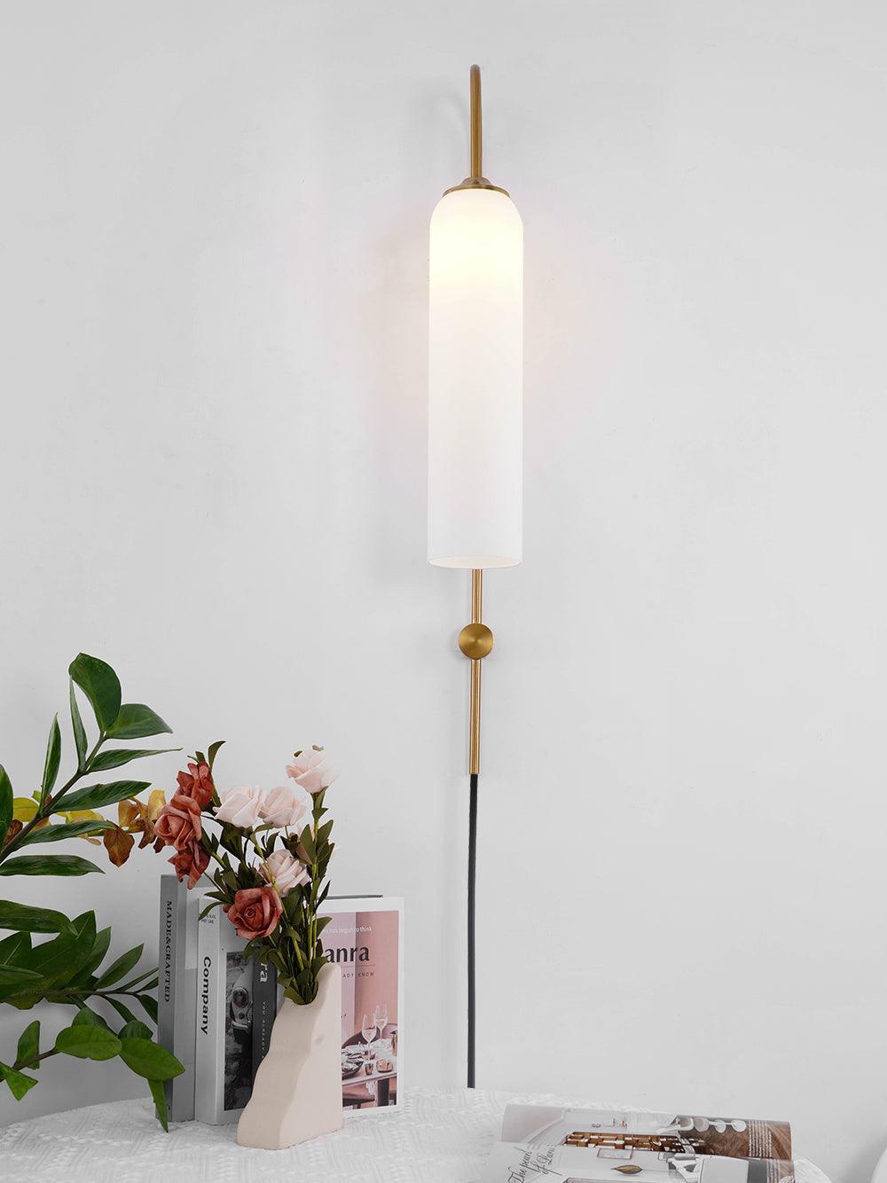 Modern Glass Plug-In Wall Sconce - Elegant Lighting for Bedroom, Living Room & Hallway - Energy Efficient LED Wall Light for Home Decor