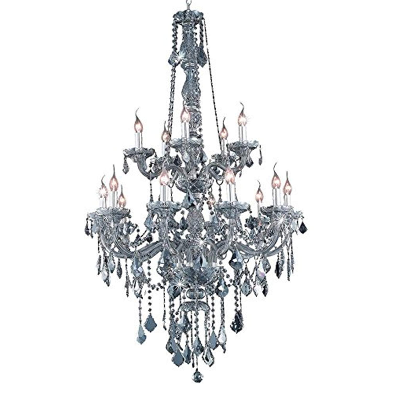 15-Light Silver Royal Cut Crystal Chandelier - Elegant Dining Room & Living Room Lighting Fixture for Home Decor