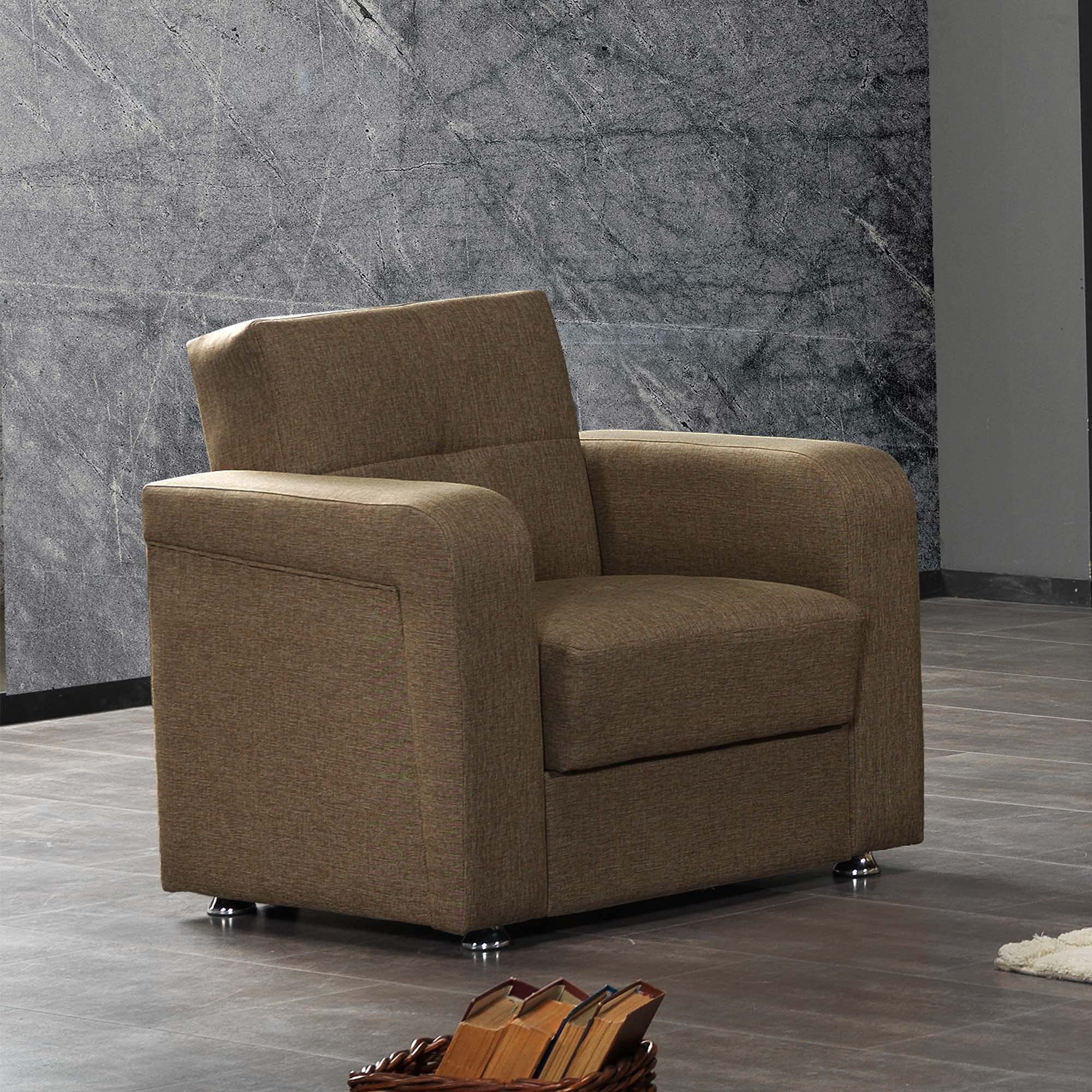 Ottomanson Harmonics Convertible Storage Armchair - Brown Multi-Functional Furniture for Living Room, Bedroom & Small Spaces