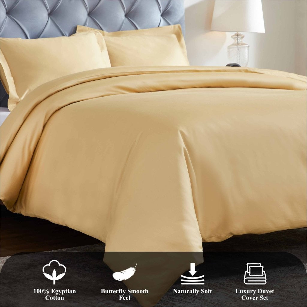 Luxury 1200 Thread Count Egyptian Cotton Duvet Cover Set - King Size, Soft Breathable Bedding for Hotel & Home Use