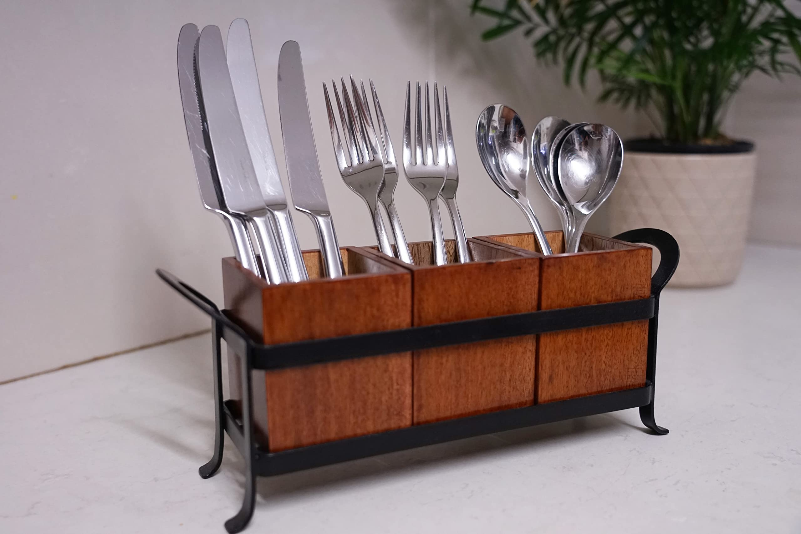 Stonarc Silverware Caddy - Stainless Steel Cutlery Organizer & Flatware Storage Holder for Kitchen Utensils | Farmhouse Kitchen Decor | Perfect for Dining Tables, Buffets, and Countertop Organization