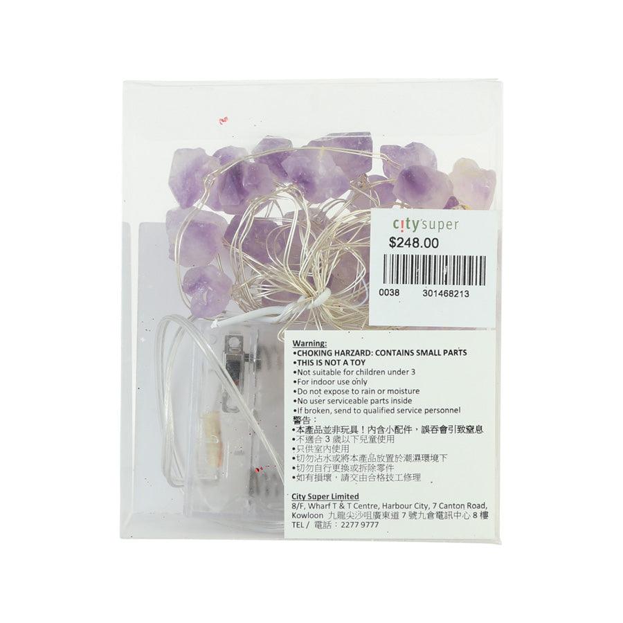 TRENDECOR 25 LED Natural Amethyst Crystal Fairy Lights - Warm White for Bedroom, Wedding, Party & Home Decor