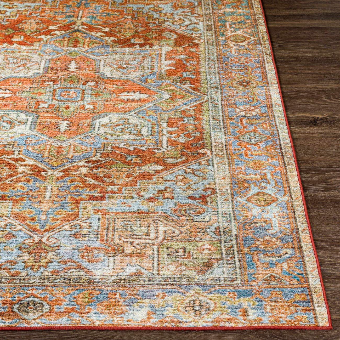 Mark&Day Washable Runner Rug 3x7 - Traditional Burnt Orange & Beige Area Carpet for Hallway, Kitchen, Bedroom, Living Room | Machine Washable, Non-Slip Backing (2'7