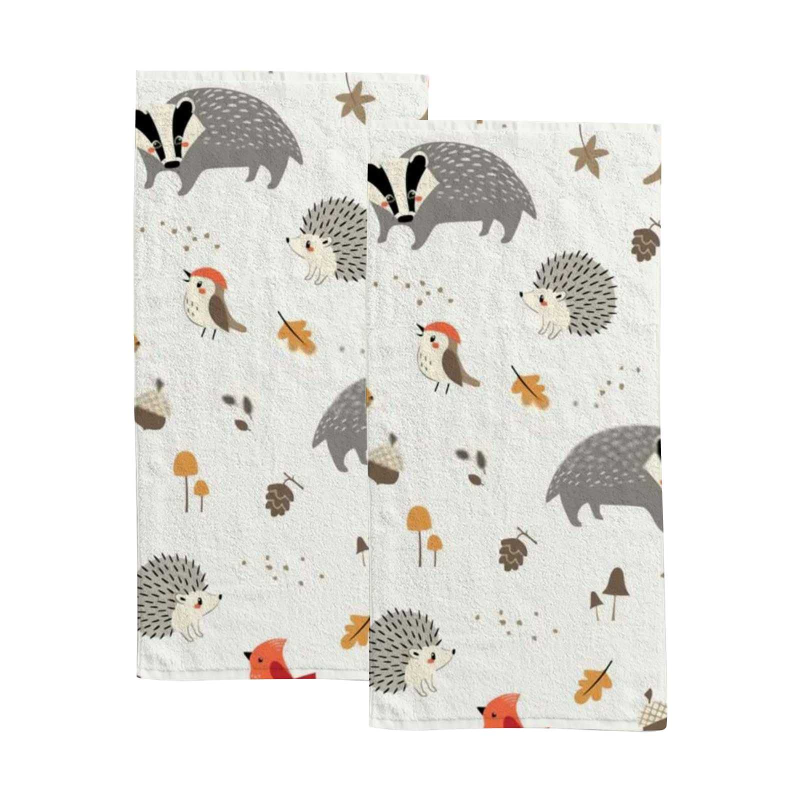 Cute Cartoon Kawaii Woodland Animals & Birds Microfiber Towel Set - 2 Pack 15