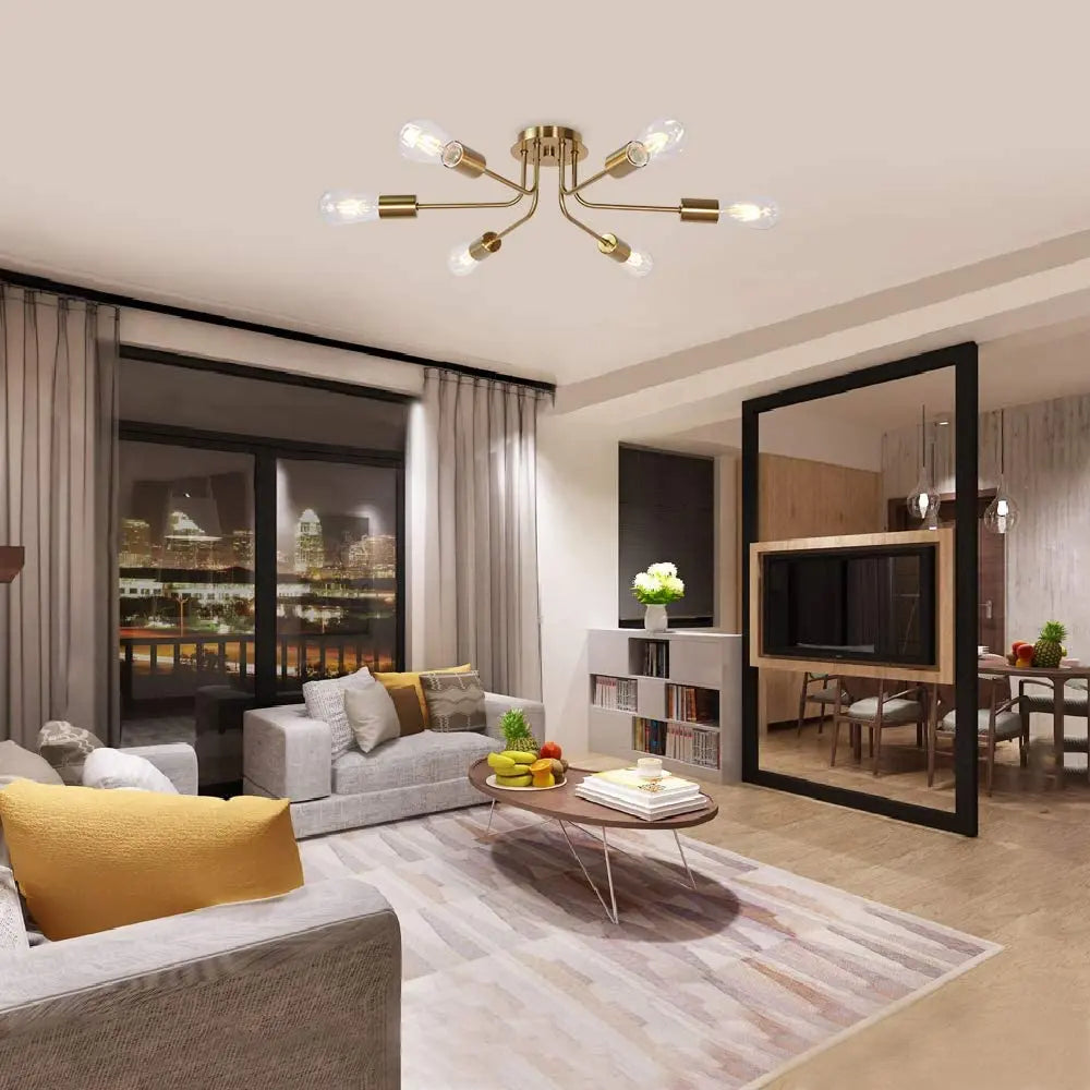 Modern Flush Mount Linear Chandelier - Sleek LED Lighting Fixture for Dining Room, Kitchen Island & Bedroom Ceiling | Dimmable Contemporary Pendant Light for Home Decor