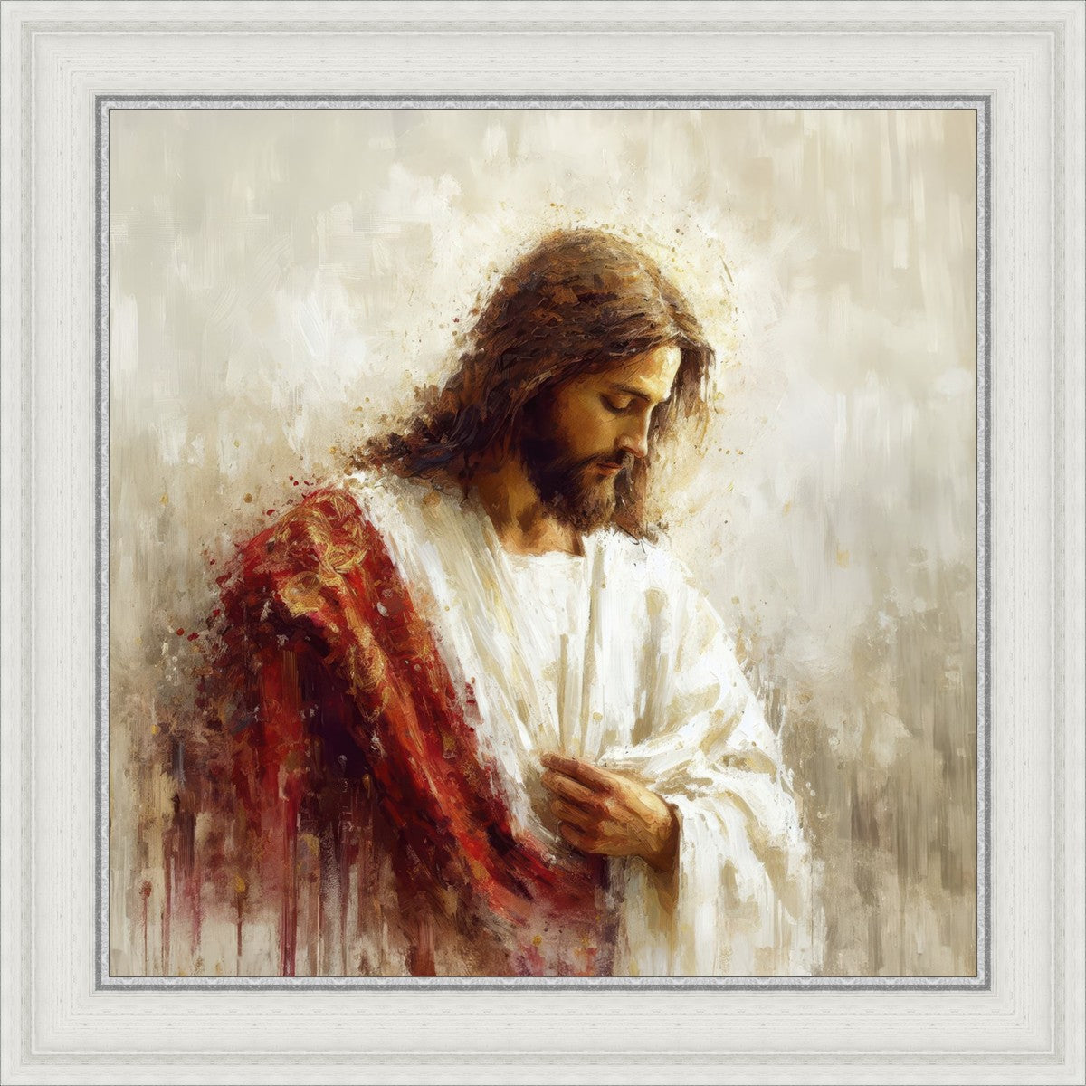 Jesus Christ in Red Robes - Religious Wall Art for Home & Church Decor - Perfect for Prayer Rooms, Sunday Schools & Christian Gifts