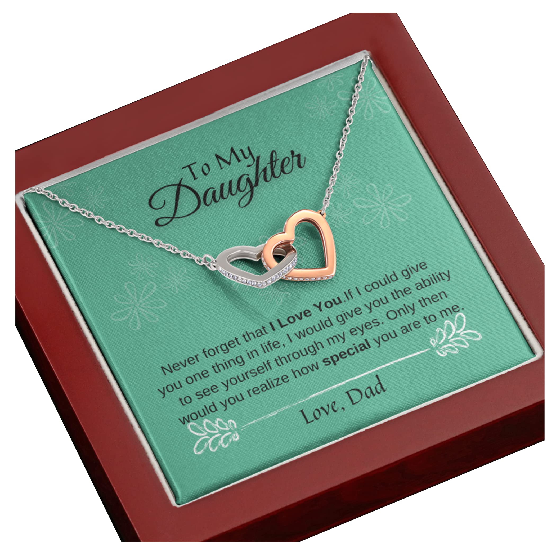 Personalized Custom Necklace for Daughter - Engraved Jewelry Gift with Message Card & Gift Box - Perfect for Christmas, Graduation, Birthday - Thoughtful Present from Mom & Dad - Ideal for Everyday Wear, Special Occasions & Keepsake Memories