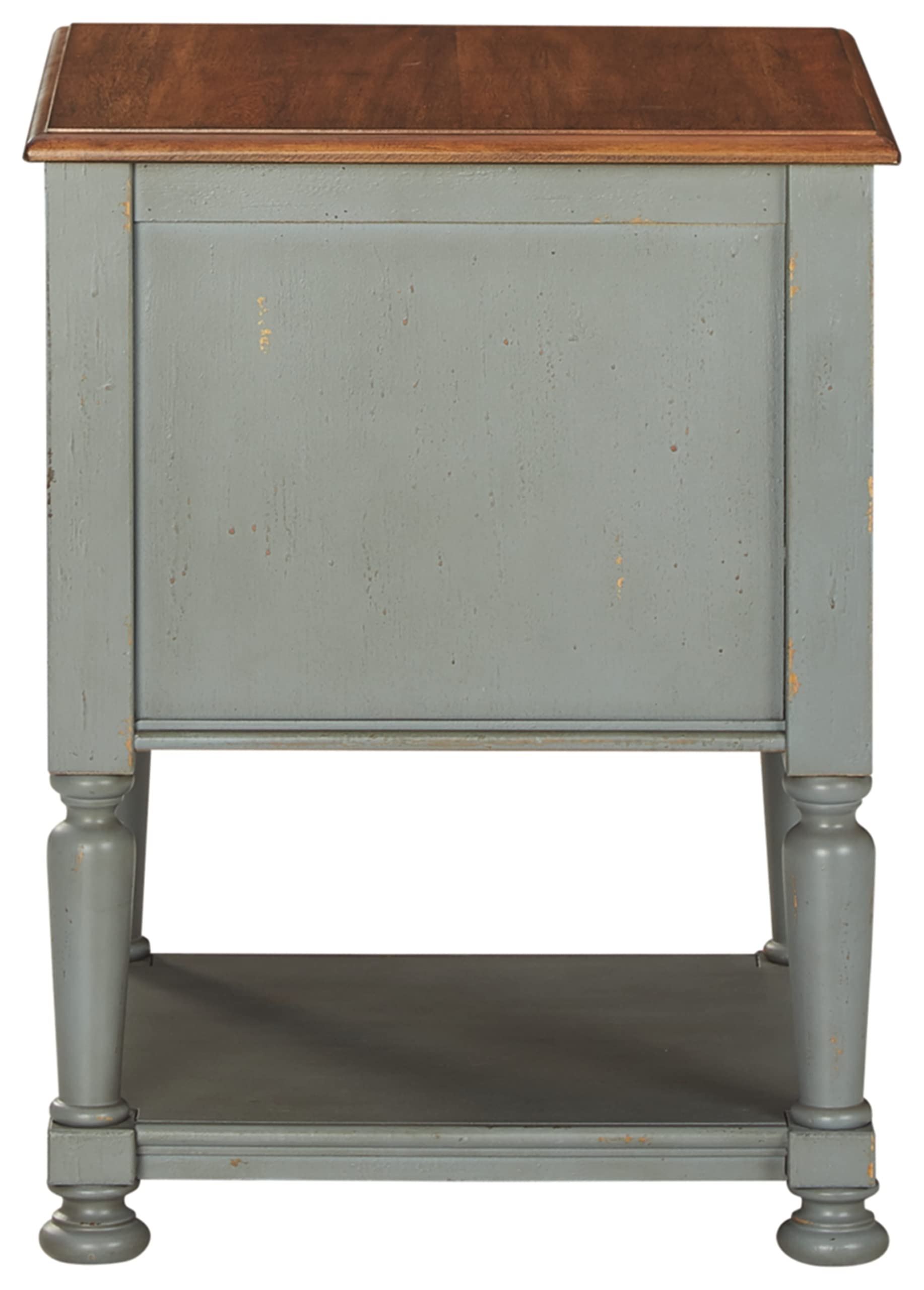 Signature Design by Ashley Mirimyn Farmhouse Accent Cabinet End Table - Gray & Brown Wood Nightstand for Living Room, Bedroom & Entryway Storage