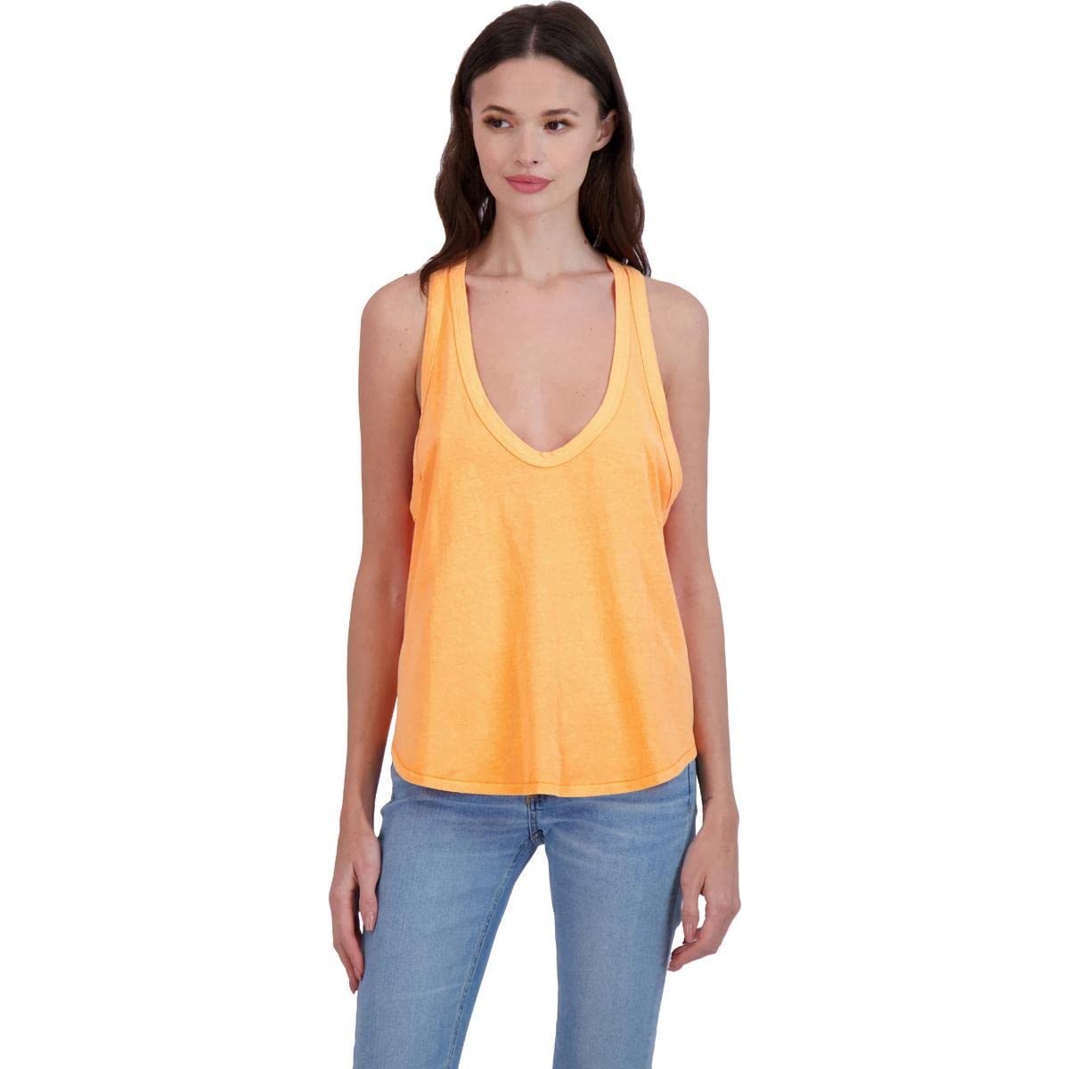 Free People Keep Rolling Tank Top - Electric Orange, Size Large (Women's 12-14) | Casual Summer Wear, Beach Outfits & Yoga Apparel