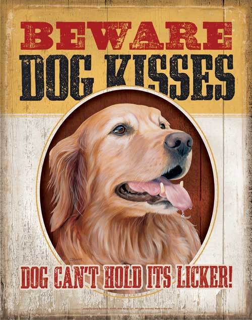 Beware of Dog Kisses - Funny Pet Owner Warning Sign - Perfect for Dog Lovers & Home Decor