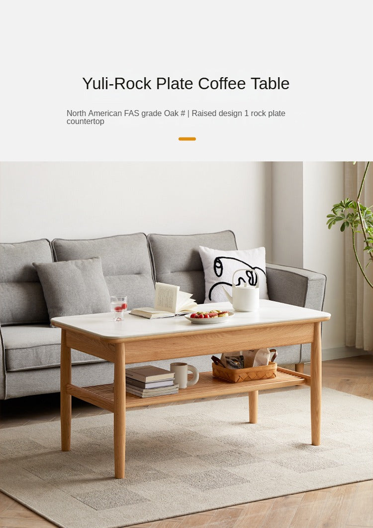 Solid Oak Wood Rocking Coffee Table - Rustic Living Room Furniture for Home Decor, Perfect for Living Room, Lounge, or Patio