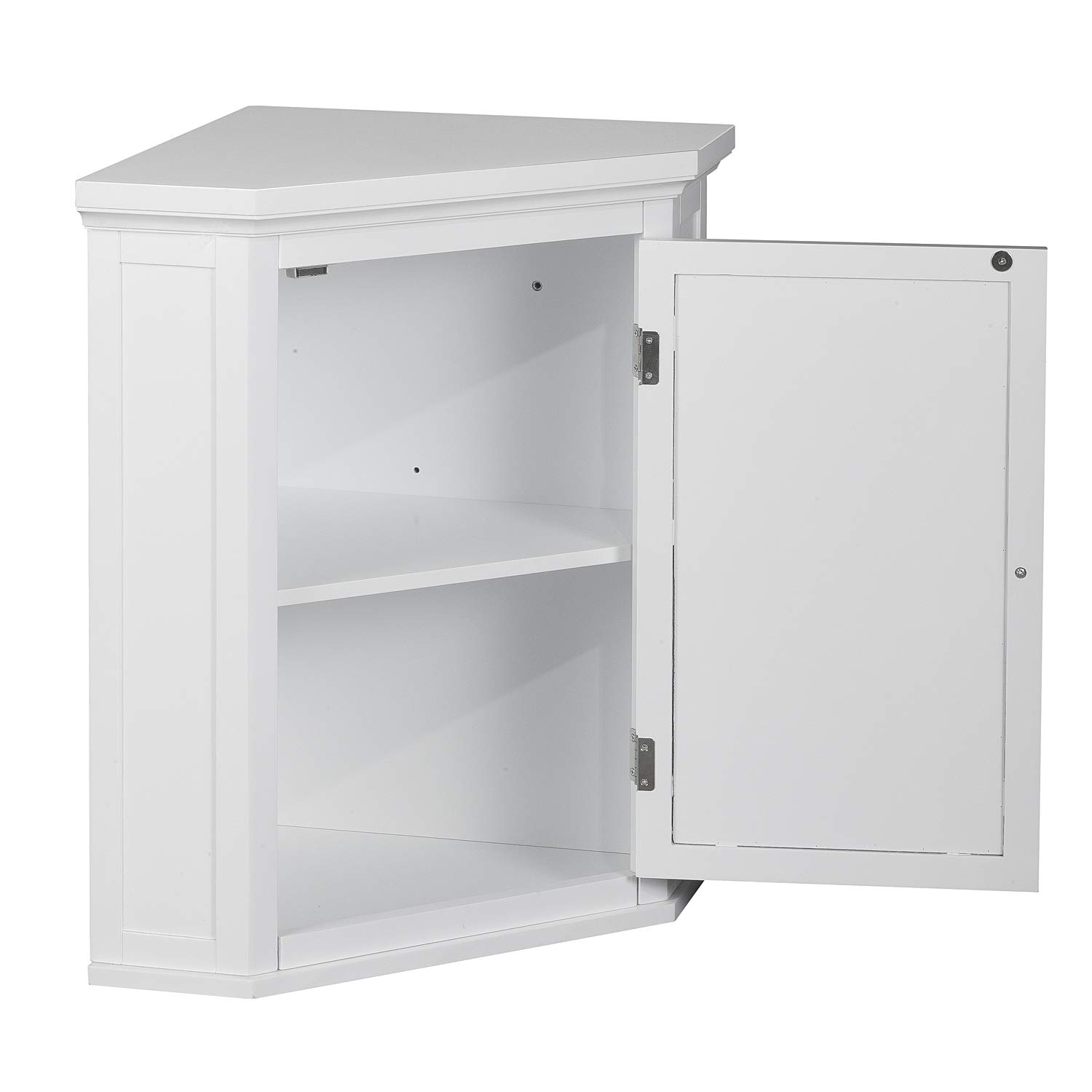 White Adjustable Corner Wall Cabinet for Kitchen & Bathroom Storage