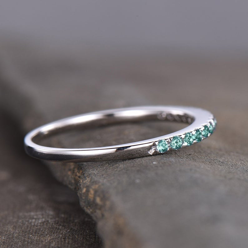 Silver Alexandrite Wedding Band - Sterling Silver Eternity Ring for Stacking | Perfect for Bridal Jewelry, Anniversary Gifts & Everyday Elegance