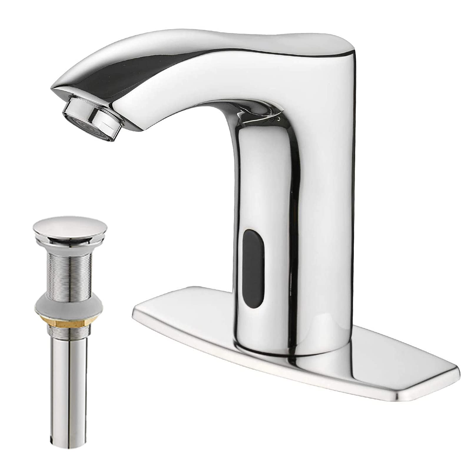 Touchless Bathroom Faucet with Sensor - Chrome Automatic Hands-Free Sink Faucet with Control Box & Temperature Mixer - Perfect for Modern Homes, Public Restrooms, and Water-Saving Applications