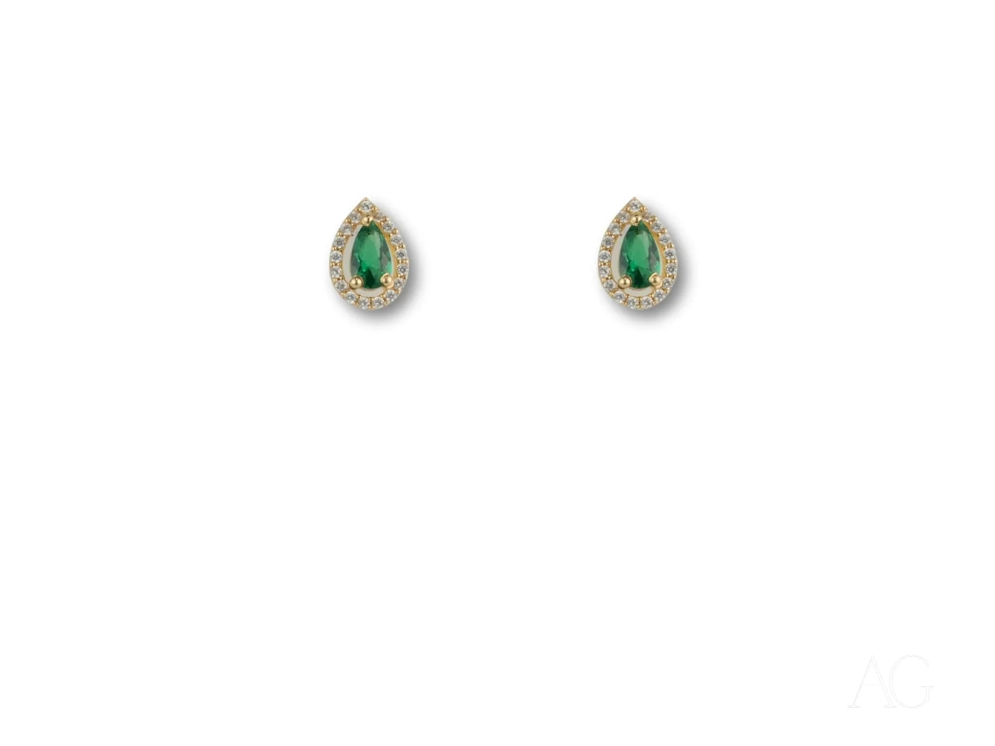 18K Gold Emerald Halo Green Cubic Zirconia Stud Earrings for Women - Elegant Gift for Birthday, Anniversary & Special Occasions