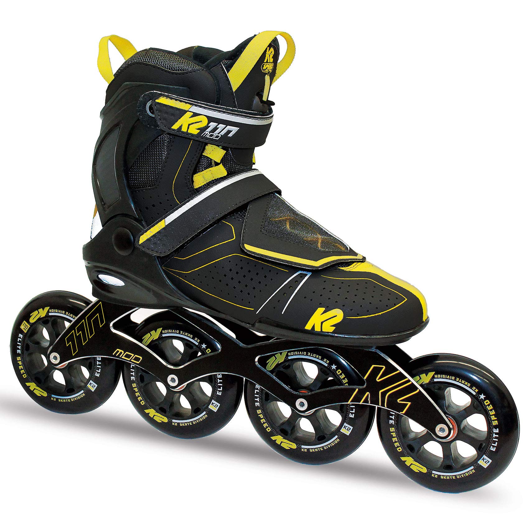 K2 Mod 110 Men's Inline Skates - Gray Black Yellow Rollerblades for Adults | Size 6 | Perfect for Fitness, Urban Skating & Outdoor Recreation