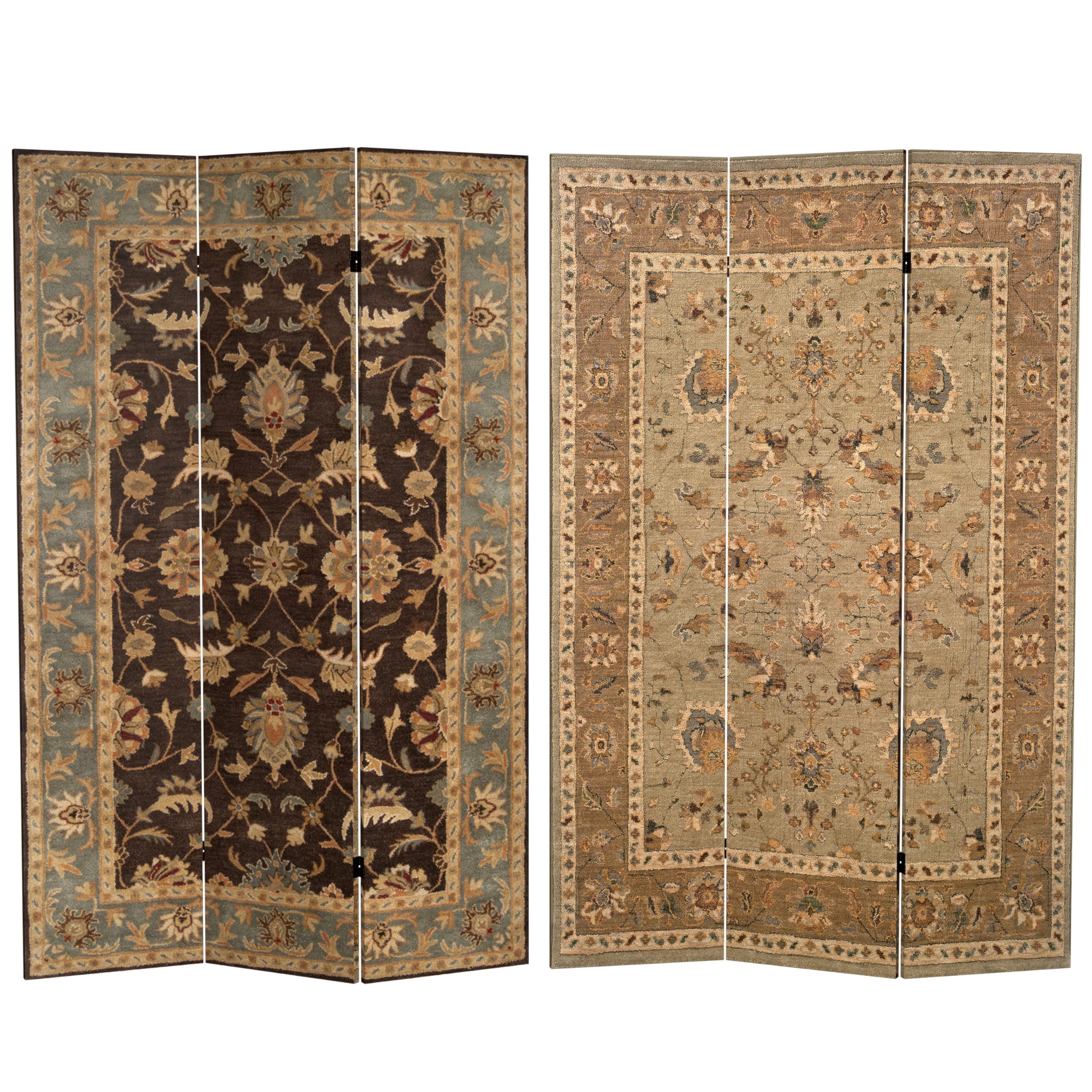 6 ft. Tall Red Lantern Double-Sided Persian Rug Canvas Room Divider - Beige Handmade Partition Screen for Living Room, Bedroom, and Office Decor