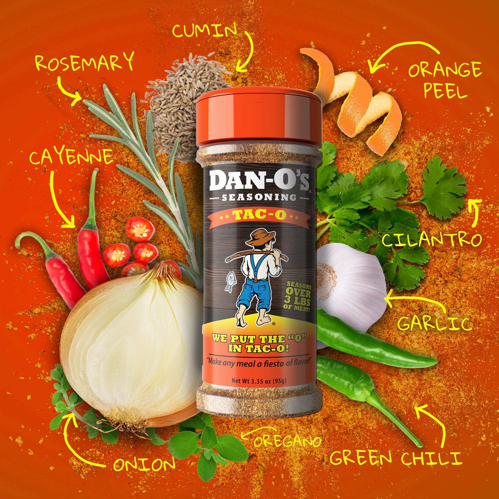 Dan-O's Tac-O™ All-Natural Sugar-Free Zero Calorie Taco Seasoning Mix - Perfect for Tacos, Meats, Veggies & Snacks - 3.35 oz Bottle for Cooking, Grilling & Everyday Meals | Great for Family Dinners, BBQs & Healthy Meal Prep