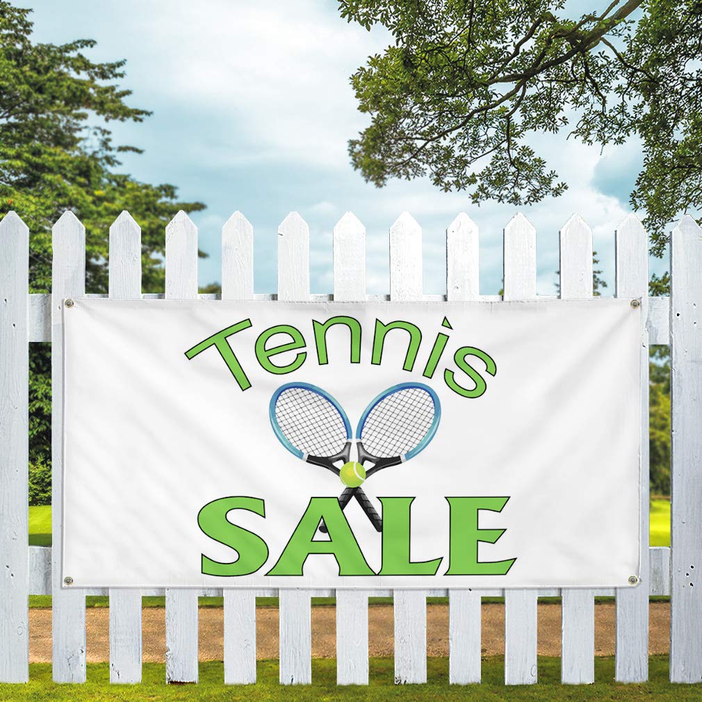 Durable Vinyl Banner 48x96 Inches - Weatherproof Outdoor Tennis Sale & Business Sign with 8 Grommets | Perfect for Yard Signs, Store Promotions & Sporting Events