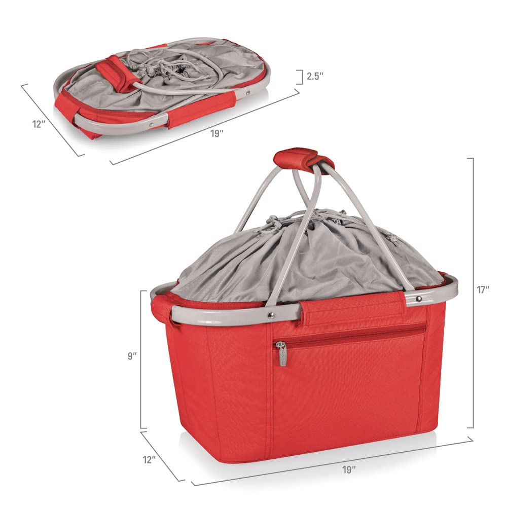 NCAA Ohio State Buckeyes Insulated Collapsible Picnic Basket - Portable Cooler Tote Bag for Grocery Shopping, Beach Trips & Tailgate Parties