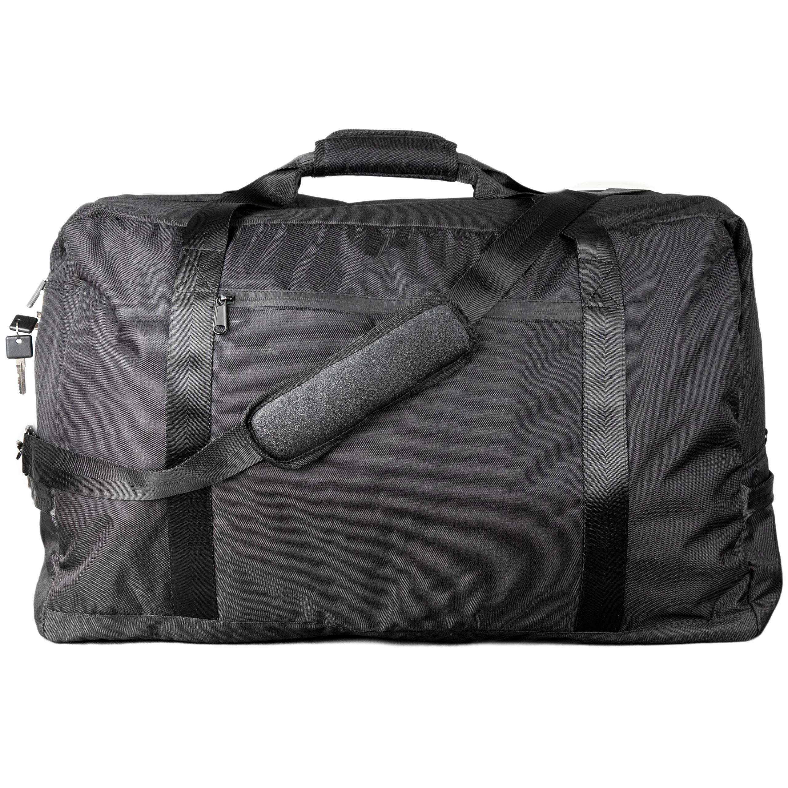 DIME BAGS Odor Proof Cleaner - Large Carbon-Lined Lockable Duffle Bag with Zipper for Travel, Gym & Storage (Black) | Smell Proof & Secure Storage Solution