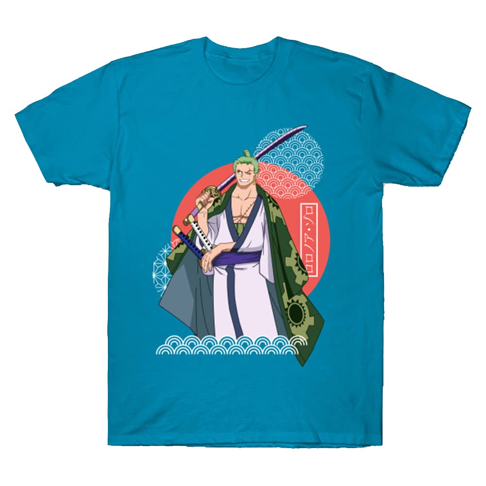 One Piece Anime Roronoa Zoro Wano Country Arc T-Shirt - Custom Printed Cotton Tee for Cosplay, Anime Conventions & Casual Wear