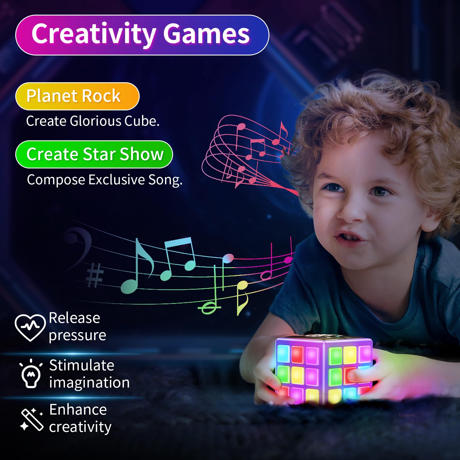 Rechargeable 15-in-1 Game Cube - Fun Brain Memory & Speed Games for Kids Ages 6-12 | Perfect Christmas Birthday Gift for Boys & Girls | Cool Electronic Toy with Score Screen (Purple) | Great for Travel, Parties & Family Game Nights