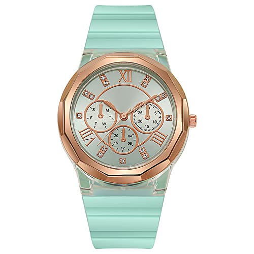 Elegant Minimalist Women's Watches - Slim Quartz Watch with Silicone Strap, Blue Dial & Adjustable Band - Perfect Gift for Her - Ideal for Everyday Wear, Office & Casual Outfits (Sky Blue, One Size)