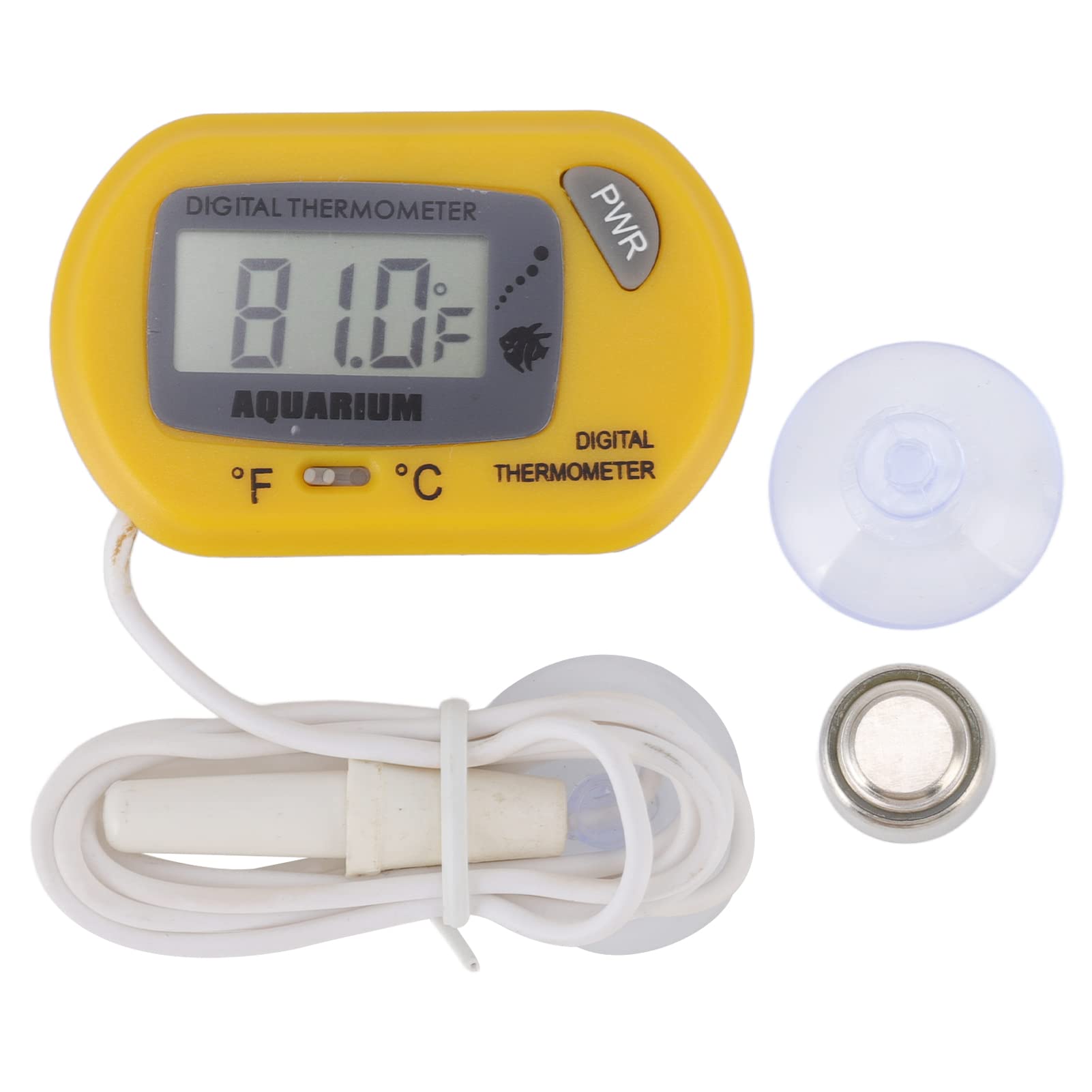 Aquarium LCD Digital Thermometer for Fish Tank & Terrarium - Accurate Water Temperature Monitor with Suction Cup - Ideal for Home Aquariums, Reptile Tanks and Aquatic Pets