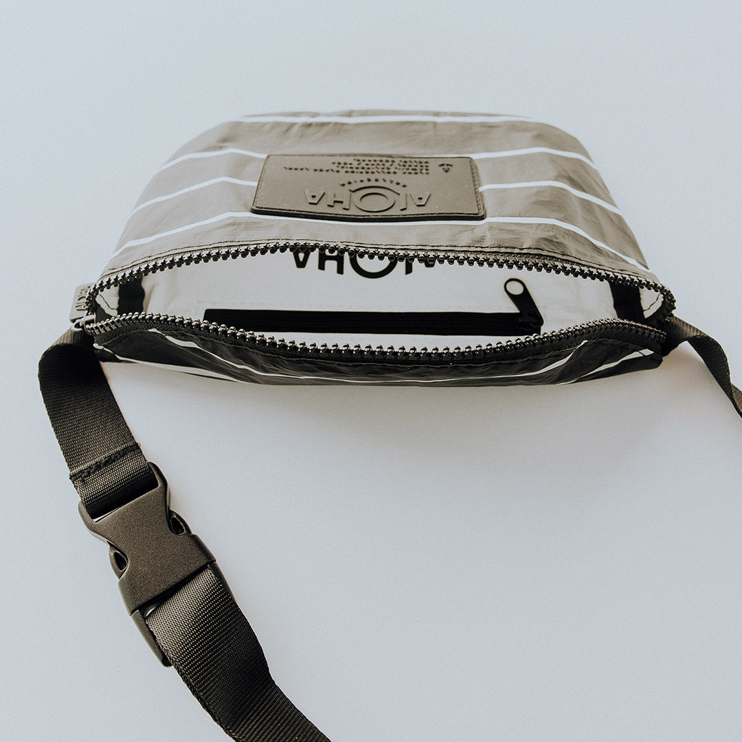 Aloha Pinstripe Mini Hip Pack - Stylish Waist Bag for Travel, Hiking & Festivals | Water-Resistant & Lightweight