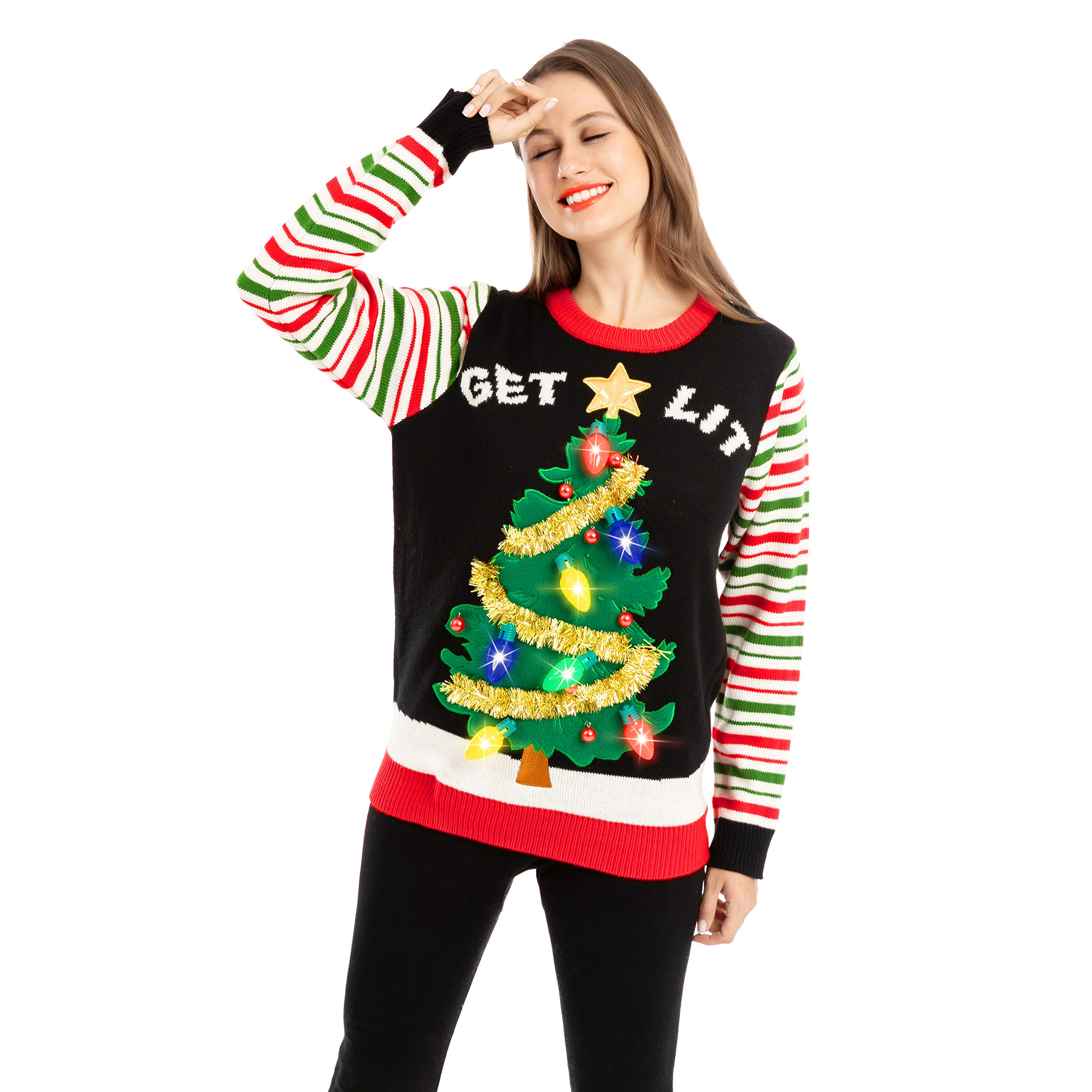 JOYIN Women's LED Light Up Ugly Christmas Sweater with Built-in Bulbs | Fun Holiday Party Outfit for Xmas Gatherings & Festive Photos