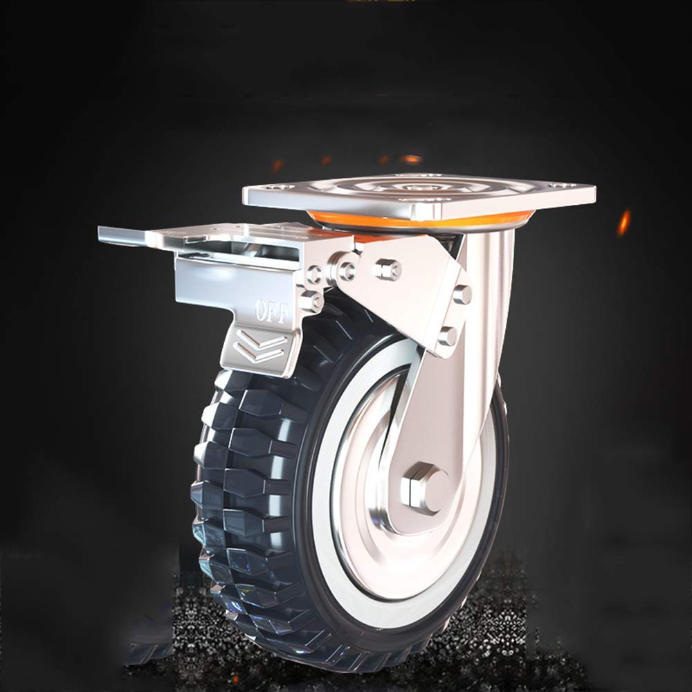 Heavy Duty Industrial Castor Wheels - 1000kg Load Capacity, Polyurethane Swivel Casters with Brakes (4pcs) - Perfect for Trolleys, Furniture, and Heavy Equipment Mobility