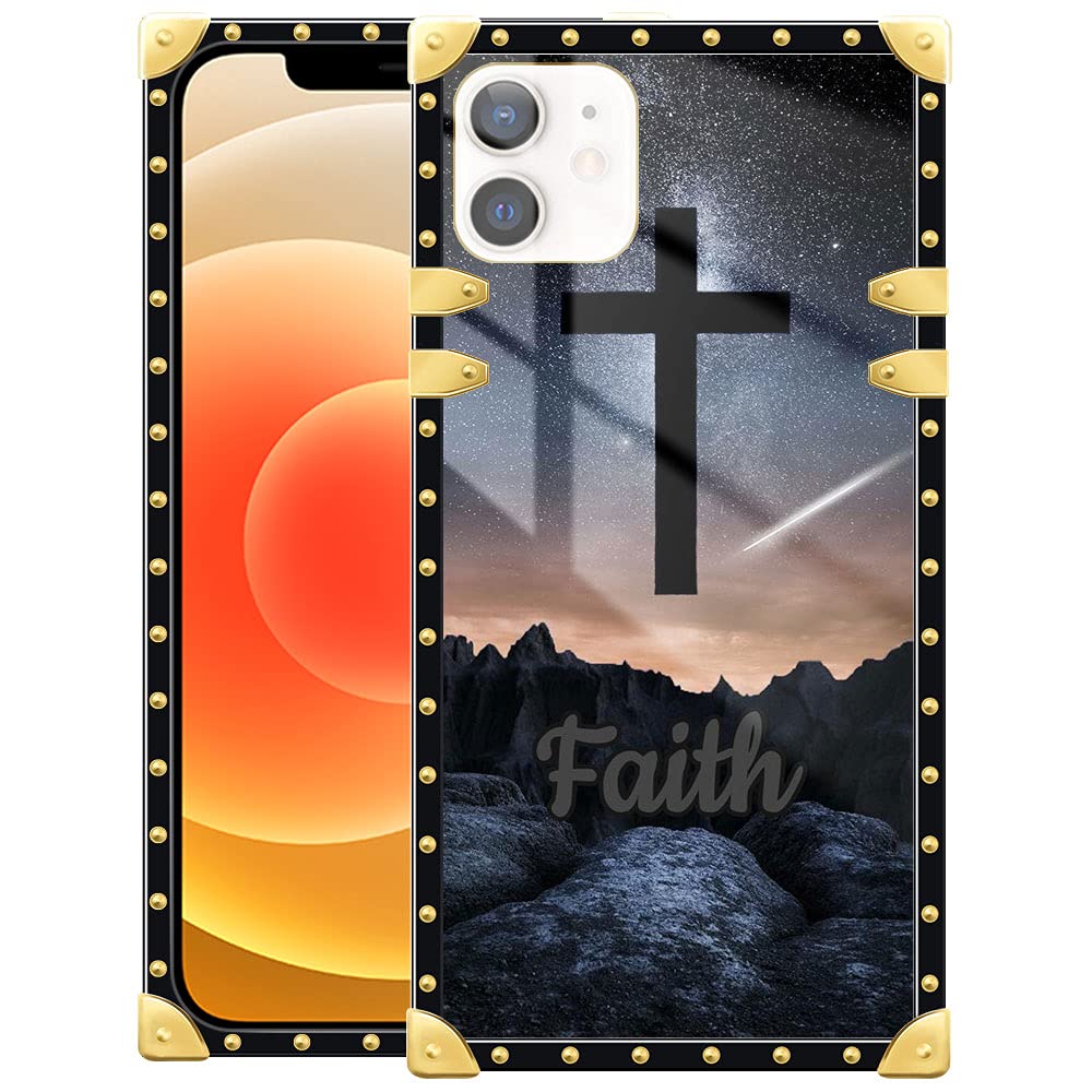 Faith in God iPhone 11 Case - Luxury Soft TPU Shockproof Cover with Shiny Metal Decoration | Protective Slim Square Design for Apple iPhone 11 | Perfect for Daily Use, Travel & Gift Giving
