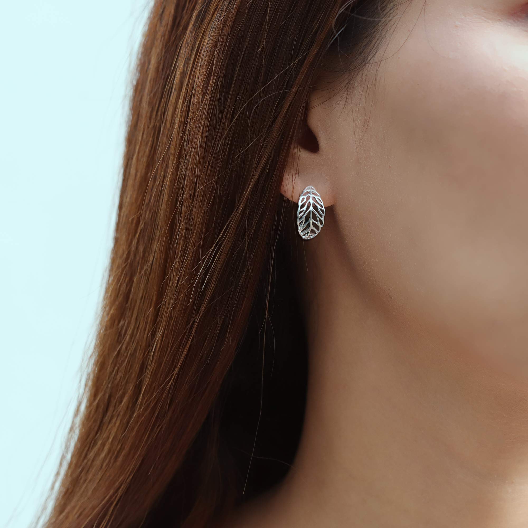Boma Jewelry Sterling Silver Open Cut Out Tree Leaf Hoop Earrings for Women - Nature Inspired Post Earrings for Everyday Wear & Gift Giving
